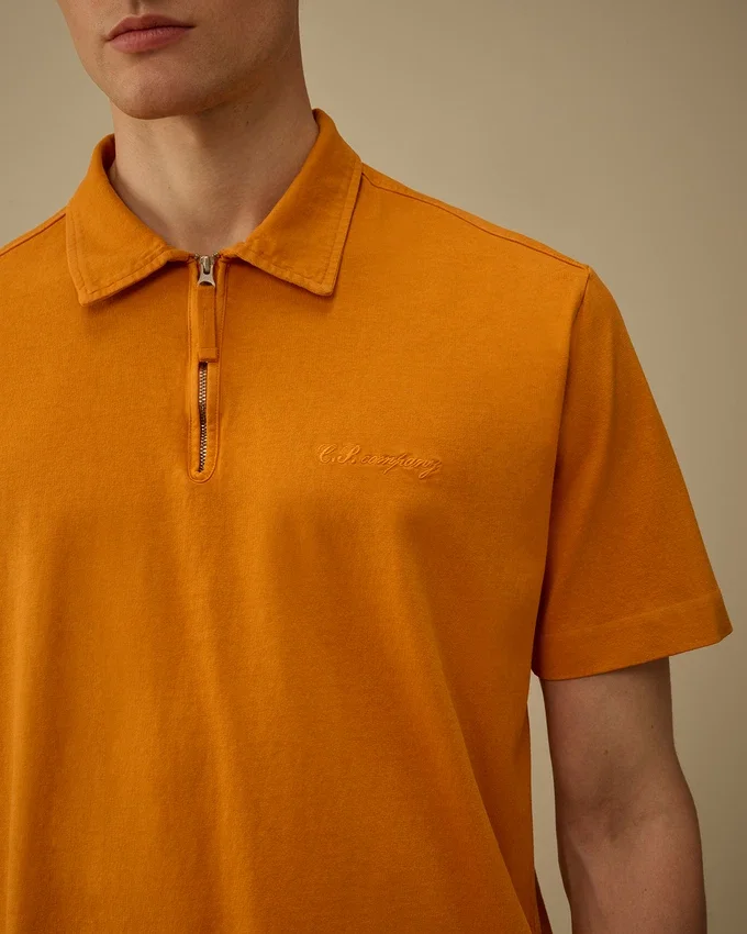 1020 Jersey Kurzarm-Polo mit halbem Reißverschluss