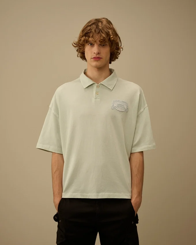 20/1 Jersey Kurzarm-Polo mit kastenförmigem Logo