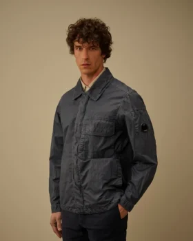 50 Fili Wax Overshirt mit Reißverschluss und Lens-Detail