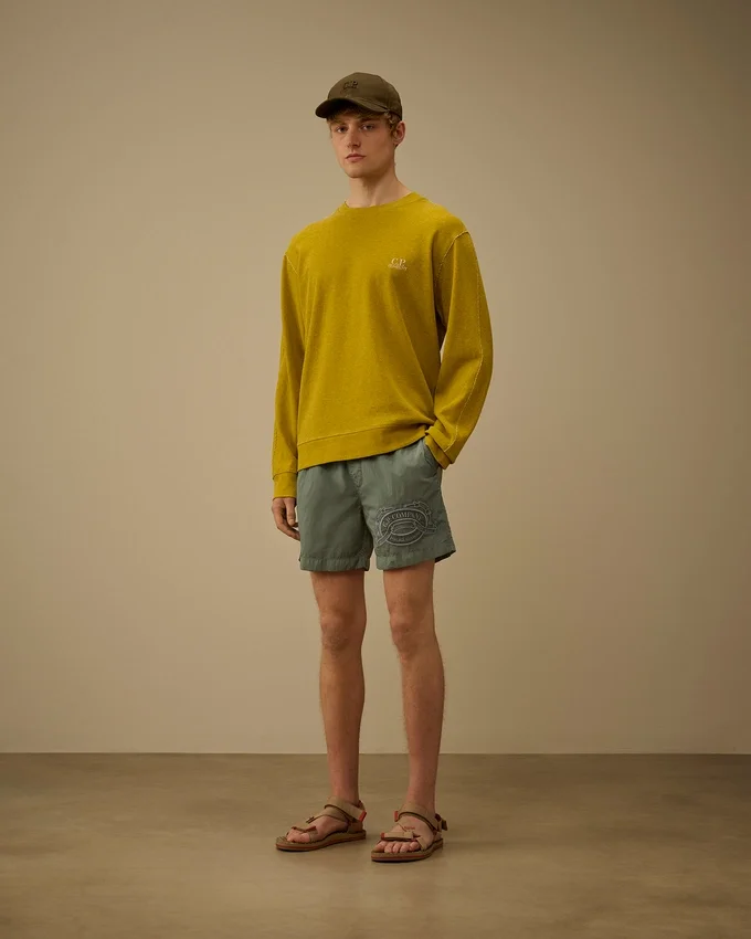 Badeshorts mit Eco-Chrome R-Grafikstickerei