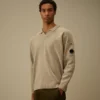 Baumwoll-Chenille-Polo-Pullover mit „Lens“-Motiv