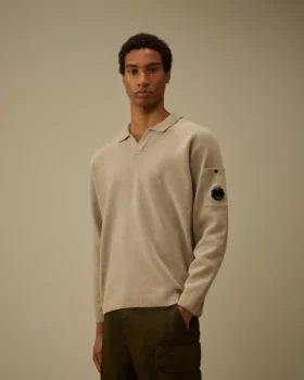 Baumwoll-Chenille-Polo-Pullover mit „Lens“-Motiv
