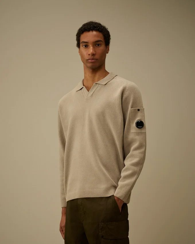 Baumwoll-Chenille-Polo-Pullover mit „Lens“-Motiv