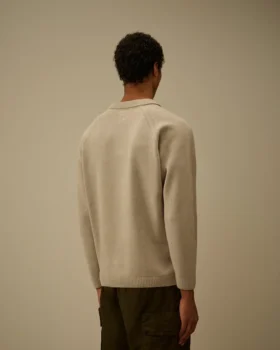 Baumwoll-Chenille-Polo-Pullover mit „Lens“-Motiv