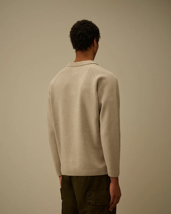 Baumwoll-Chenille-Polo-Pullover mit „Lens“-Motiv