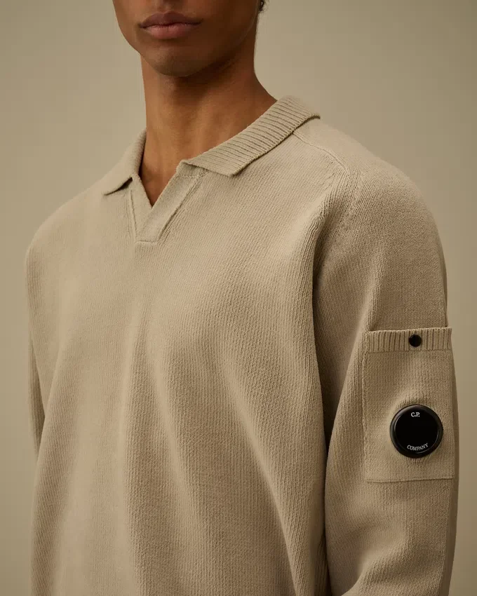 Baumwoll-Chenille-Polo-Pullover mit „Lens“-Motiv