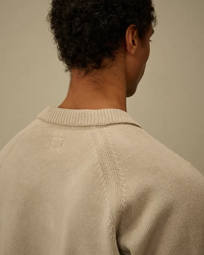 Baumwoll-Chenille-Polo-Pullover mit „Lens“-Motiv