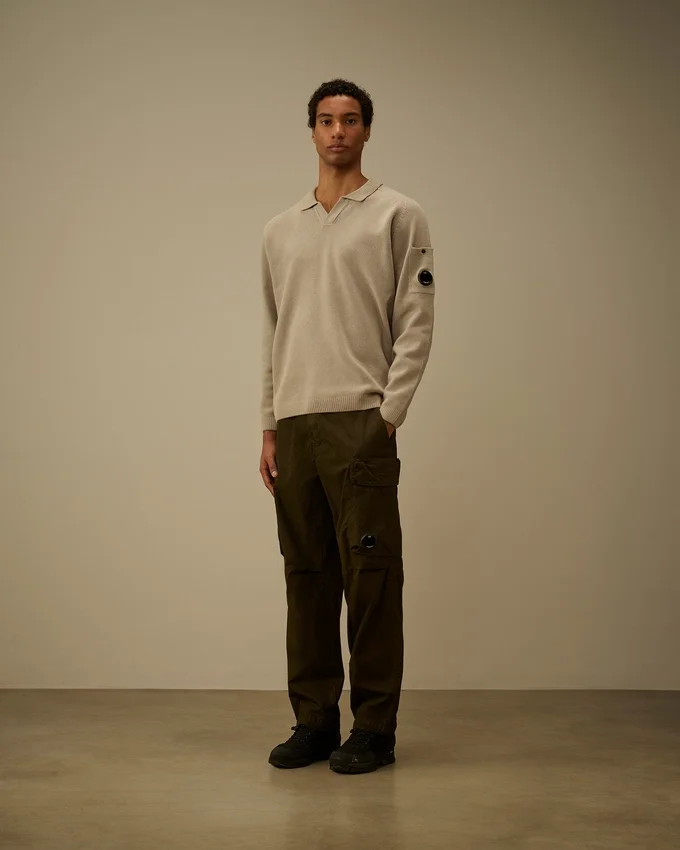 Baumwoll-Chenille-Polo-Pullover mit „Lens“-Motiv