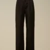 Baumwoll-Gabardine-Hose mit lockeren Abnähern