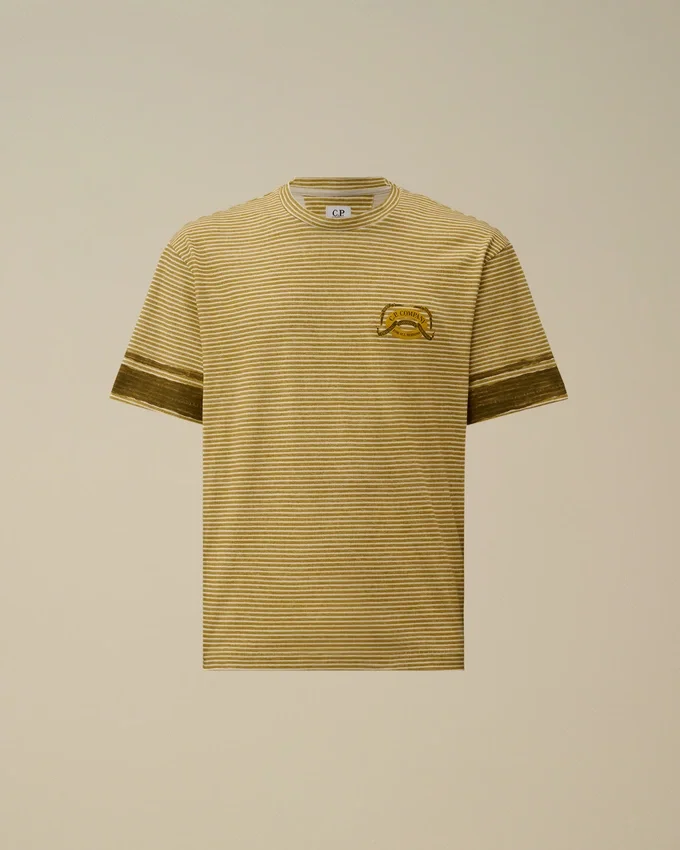 Bedrucktes Jersey-Hemd mit kurzen Ärmeln und Logo im 20/1-Stich