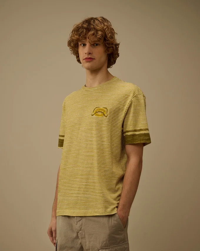 Bedrucktes Jersey-Hemd mit kurzen Ärmeln und Logo im 20/1-Stich