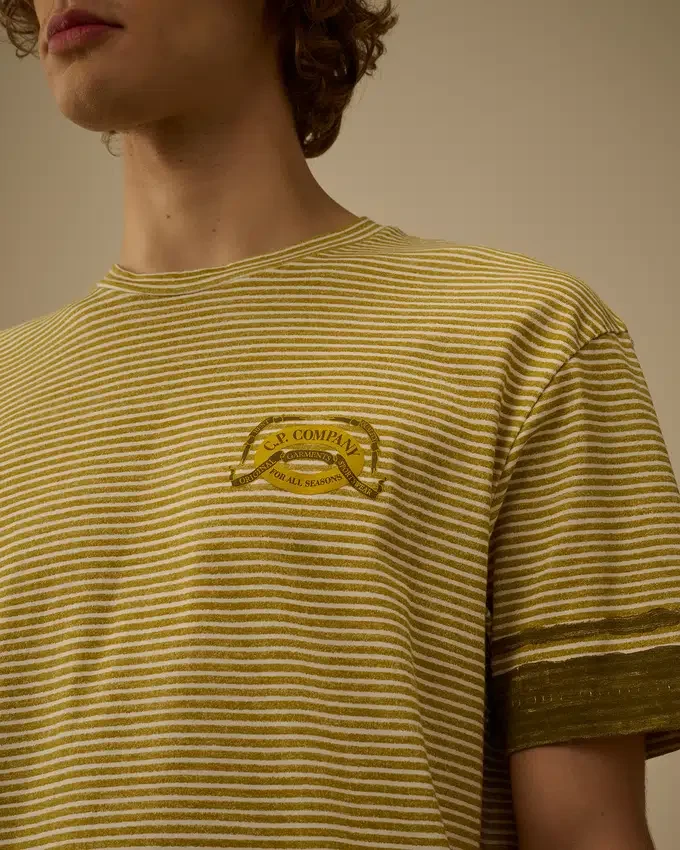 Bedrucktes Jersey-Hemd mit kurzen Ärmeln und Logo im 20/1-Stich
