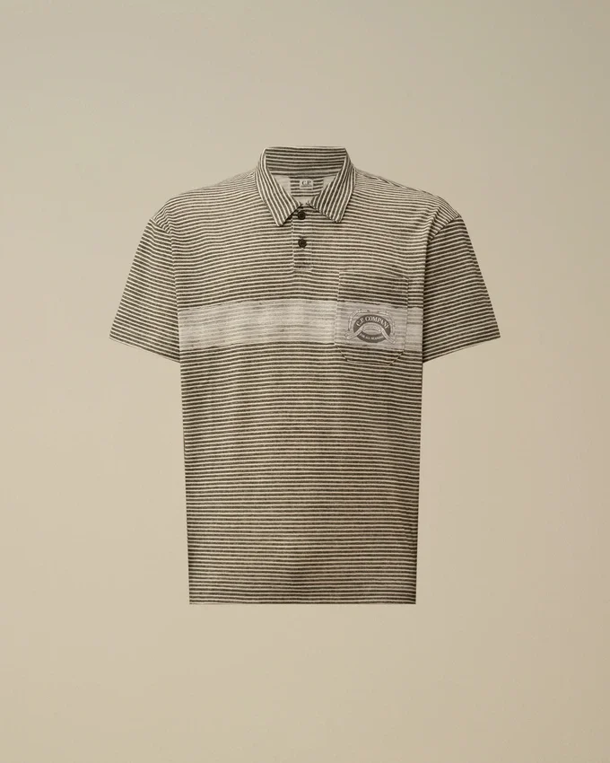 Bedrucktes Jersey-Polohemd mit kurzen Ärmeln und Logo, 20/1