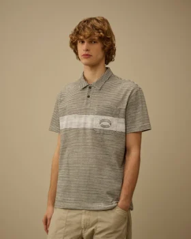 Bedrucktes Jersey-Polohemd mit kurzen Ärmeln und Logo, 20/1