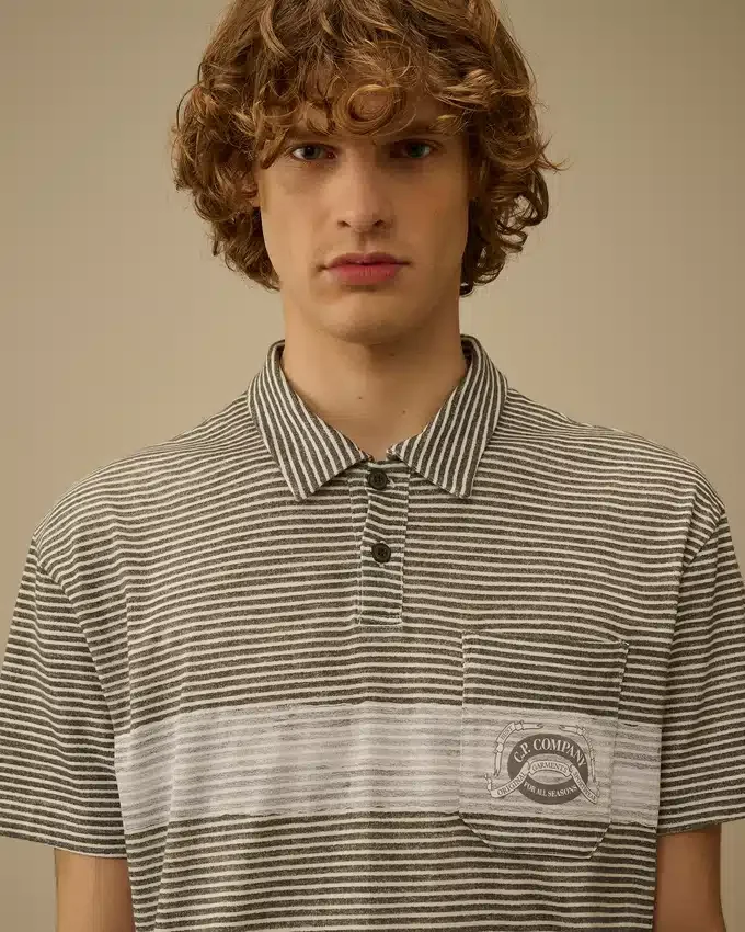 Bedrucktes Jersey-Polohemd mit kurzen Ärmeln und Logo, 20/1