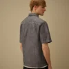 Chambray-Hemd mit kurzen Ärmeln und Knopfleiste