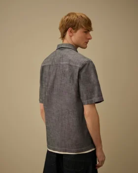 Chambray-Hemd mit kurzen Ärmeln und Knopfleiste