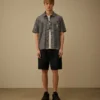 Chambray-Hemd mit kurzen Ärmeln und Knopfleiste