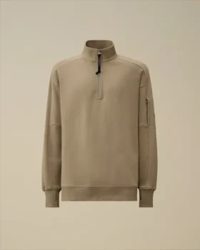 Diagonal Raised Fleece-Sweatshirt mit halbem Reißverschluss und „Lens“-Motiv