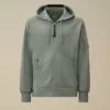 Diagonales, geripptes Fleece-Kapuzensweatshirt mit Reißverschluss