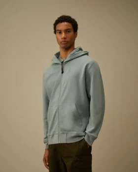 Diagonales, geripptes Fleece-Kapuzensweatshirt mit Reißverschluss