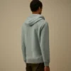 Diagonales, geripptes Fleece-Kapuzensweatshirt mit Reißverschluss