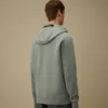 Diagonales, geripptes Fleece-Kapuzensweatshirt mit Reißverschluss