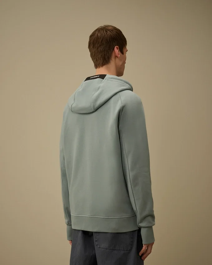 Diagonales, geripptes Fleece-Kapuzensweatshirt mit Reißverschluss