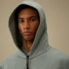 Diagonales, geripptes Fleece-Kapuzensweatshirt mit Reißverschluss