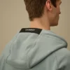 Diagonales, geripptes Fleece-Kapuzensweatshirt mit Reißverschluss