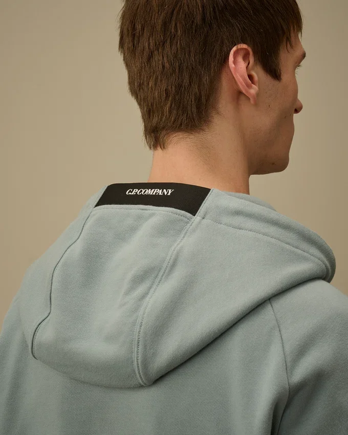 Diagonales, geripptes Fleece-Kapuzensweatshirt mit Reißverschluss