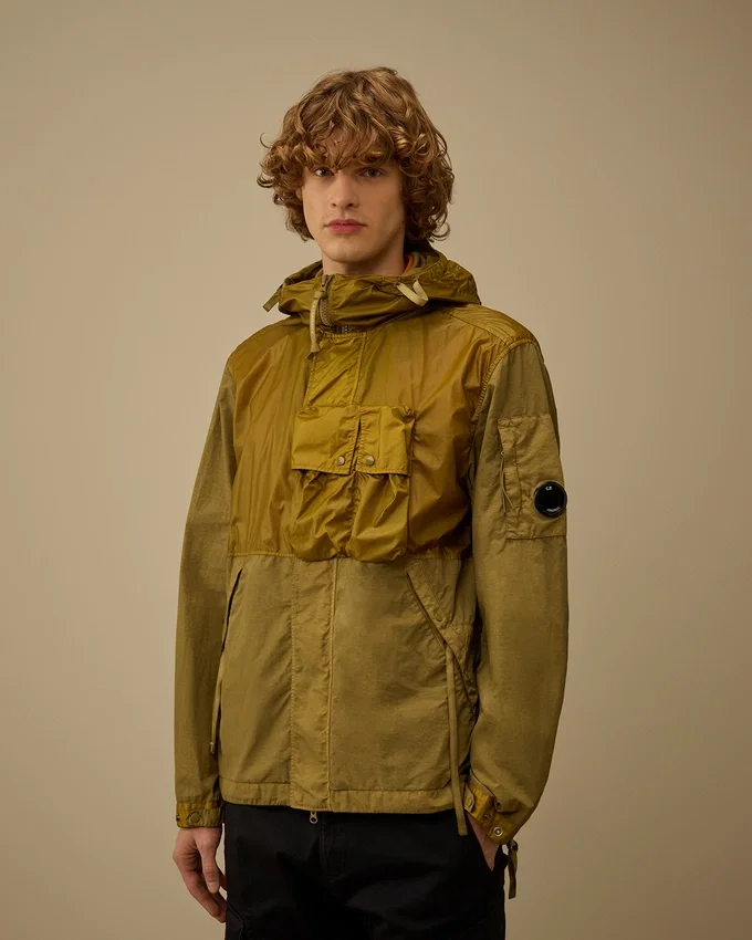 Flatt Nylon-Misch-Kapuzenjacke mit Linsen