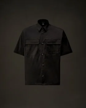 Gabardine-Kurzarmhemd mit Knopfleiste aus der Metropolis Series