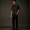 Gabardine-Kurzarmhemd mit Knopfleiste aus der Metropolis Series