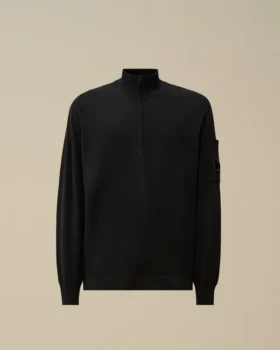 Halb-Reißverschluss-Pullover aus Baumwollkrepp