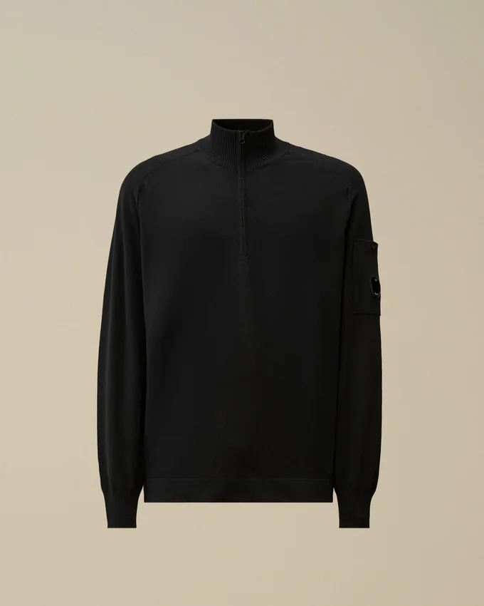 Halb-Reißverschluss-Pullover aus Baumwollkrepp
