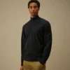 Halb-Reißverschluss-Pullover aus Baumwollkrepp