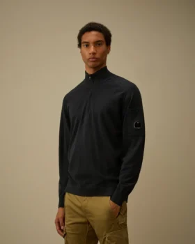 Halb-Reißverschluss-Pullover aus Baumwollkrepp