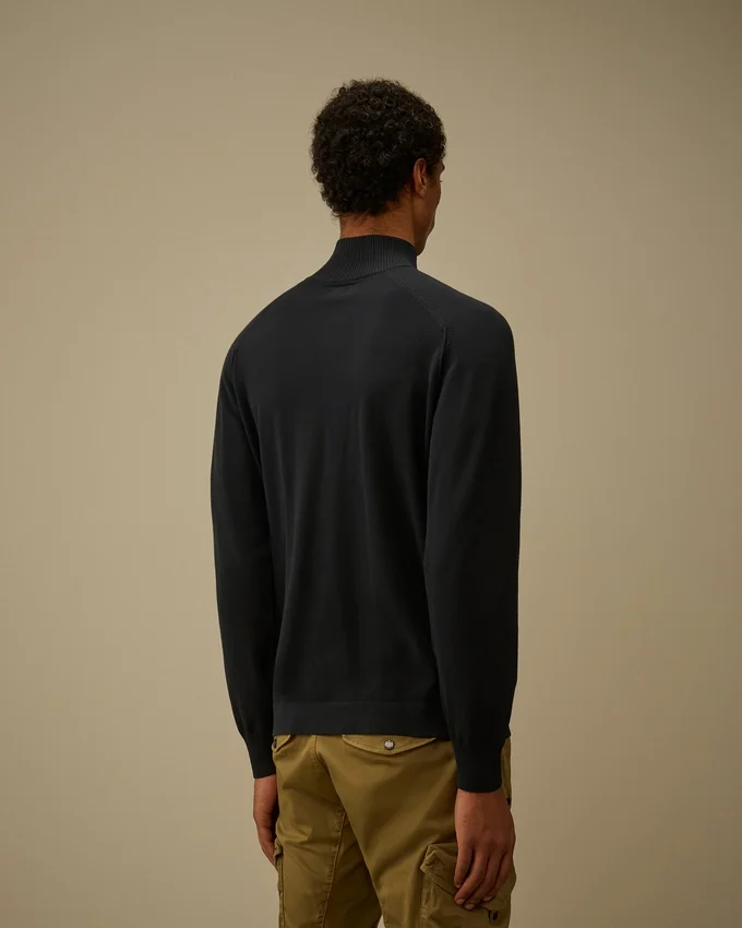 Halb-Reißverschluss-Pullover aus Baumwollkrepp