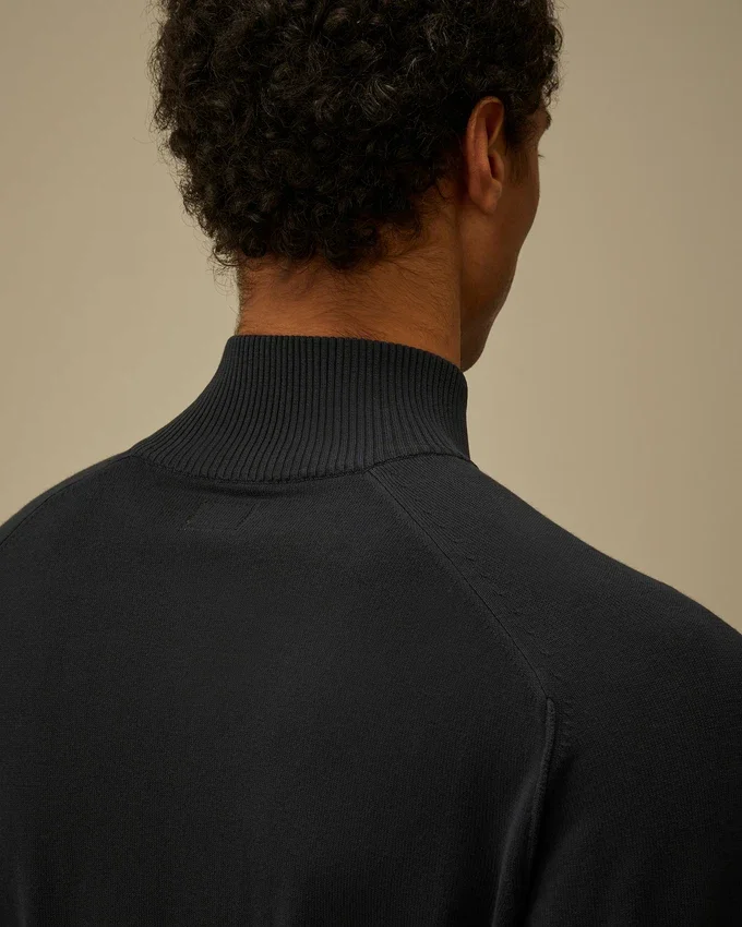 Halb-Reißverschluss-Pullover aus Baumwollkrepp