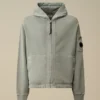 Kapuzen-Sweatshirt aus Baumwoll-Diagonal-Fleece mit Reißverschluss