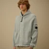 Kapuzen-Sweatshirt aus Baumwoll-Diagonal-Fleece mit Reißverschluss