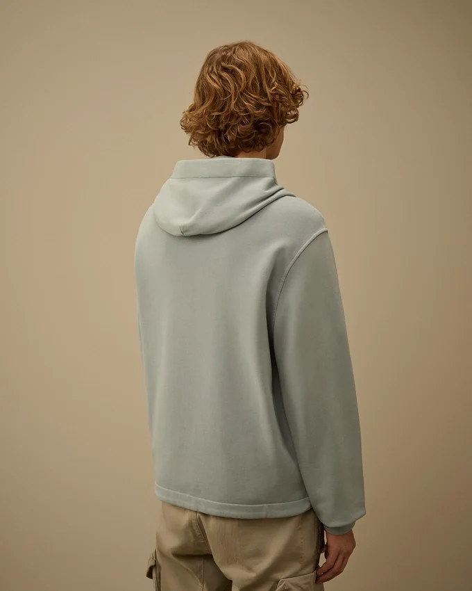 Kapuzen-Sweatshirt aus Baumwoll-Diagonal-Fleece mit Reißverschluss