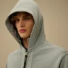 Kapuzen-Sweatshirt aus Baumwoll-Diagonal-Fleece mit Reißverschluss