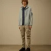 Kapuzen-Sweatshirt aus Baumwoll-Diagonal-Fleece mit Reißverschluss