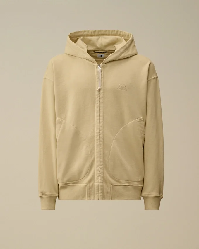 Kapuzen-Sweatshirt aus Diagonal-Fleece mit geradem Schnitt und Reißverschluss