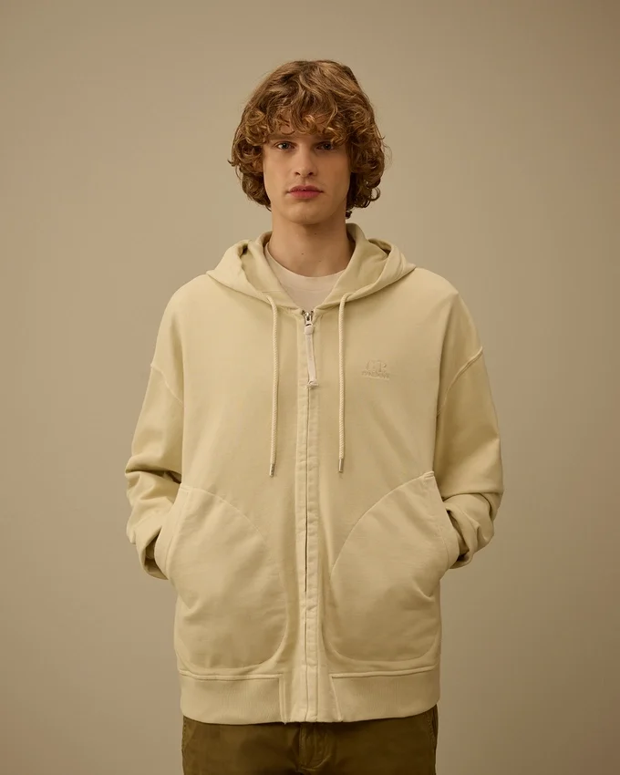 Kapuzen-Sweatshirt aus Diagonal-Fleece mit geradem Schnitt und Reißverschluss