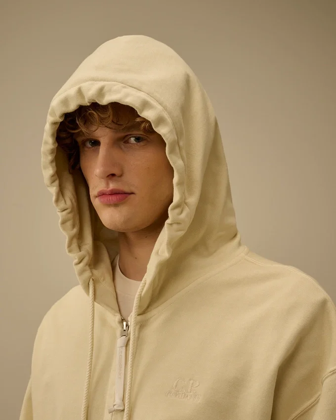 Kapuzen-Sweatshirt aus Diagonal-Fleece mit geradem Schnitt und Reißverschluss
