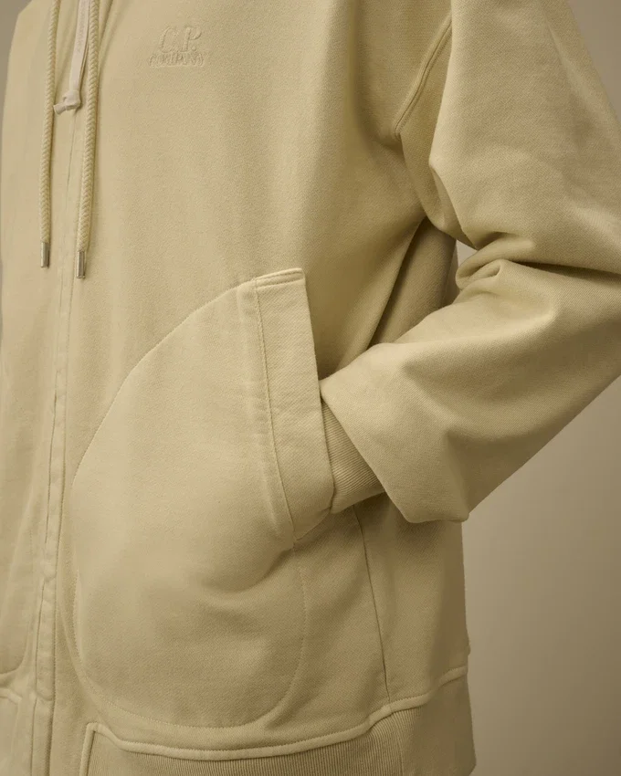 Kapuzen-Sweatshirt aus Diagonal-Fleece mit geradem Schnitt und Reißverschluss