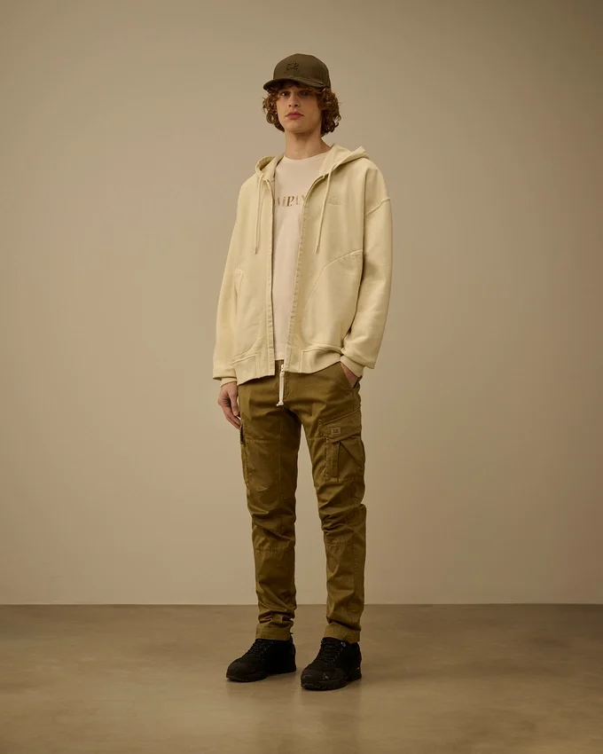 Kapuzen-Sweatshirt aus Diagonal-Fleece mit geradem Schnitt und Reißverschluss